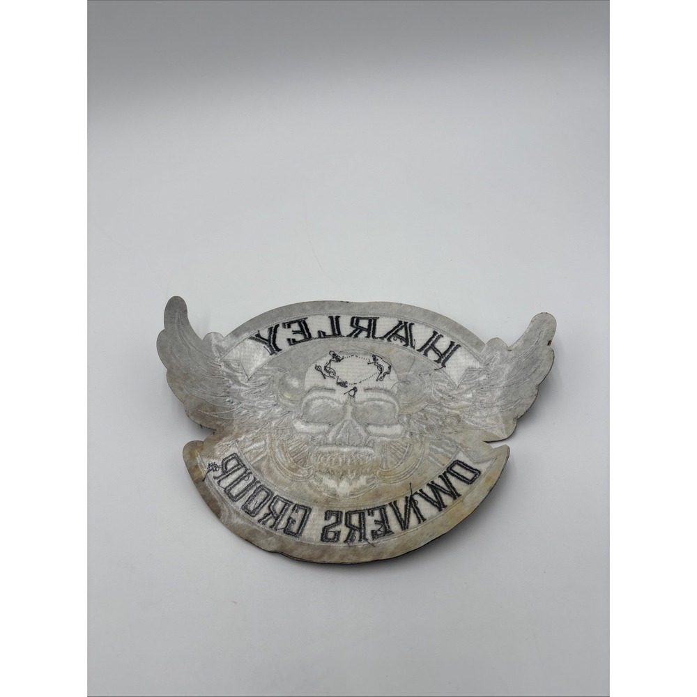 Large Winged Skull Silver Patch ~ Harley Davidson Owners Group H.O.G. - Picture 12 of 12